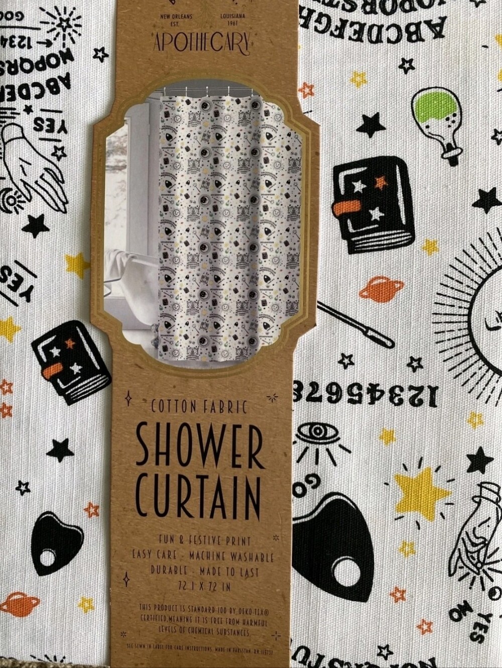 Bourbun St. Apothecary Witchy Cotton Shower Curtain